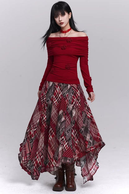 Stunning Red Off-Shoulder Top