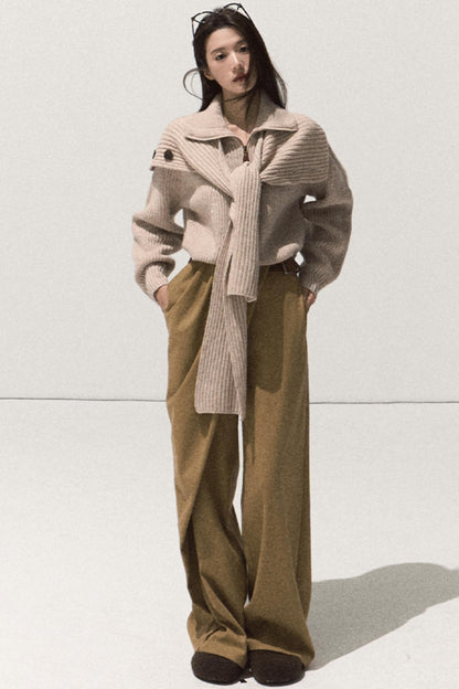 Pleated Winter Wide-Leg Pants