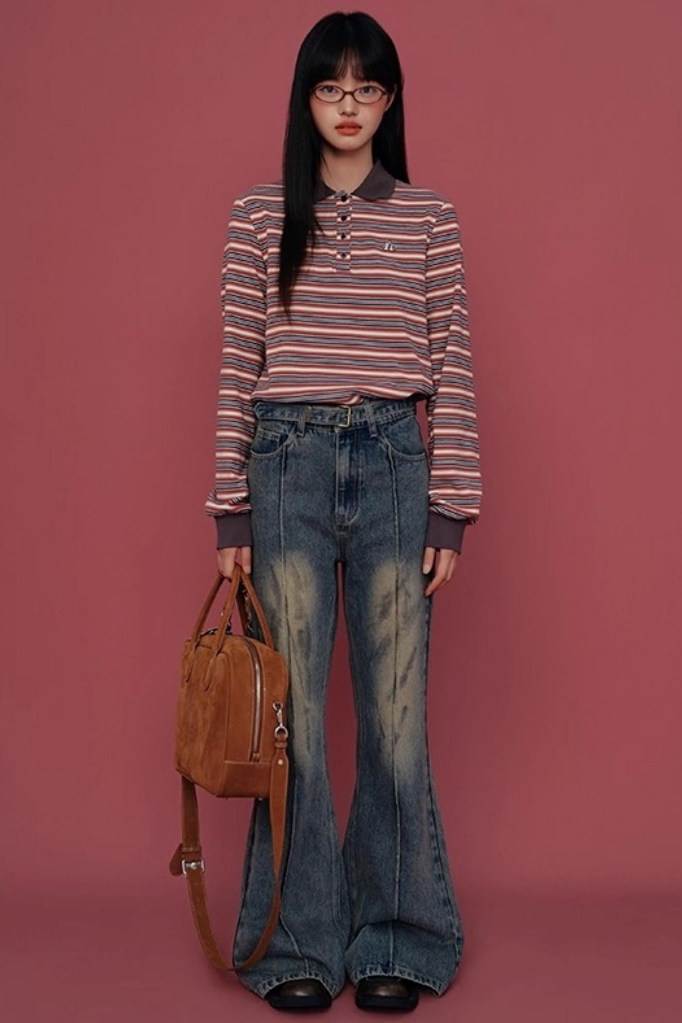 Retro High-waisted Flared Pants