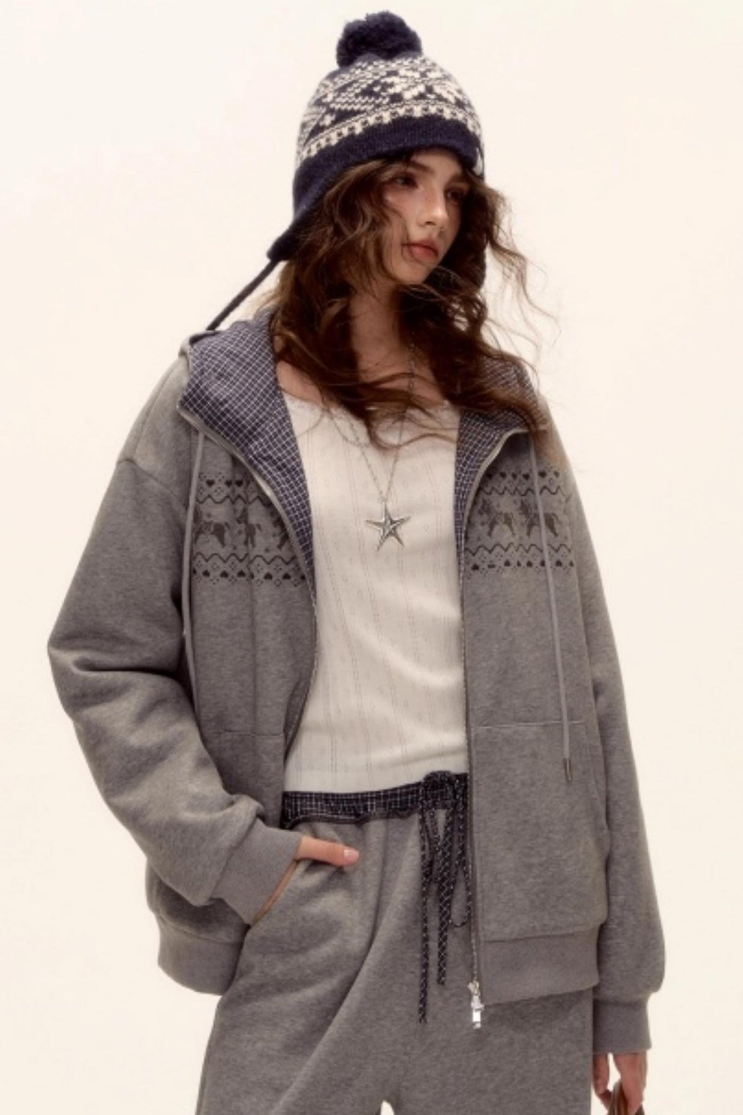 Fair Isle Quilted Jacket Pants Set-Up