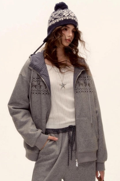 Fair Isle Quilted Jacket Pants Set-Up