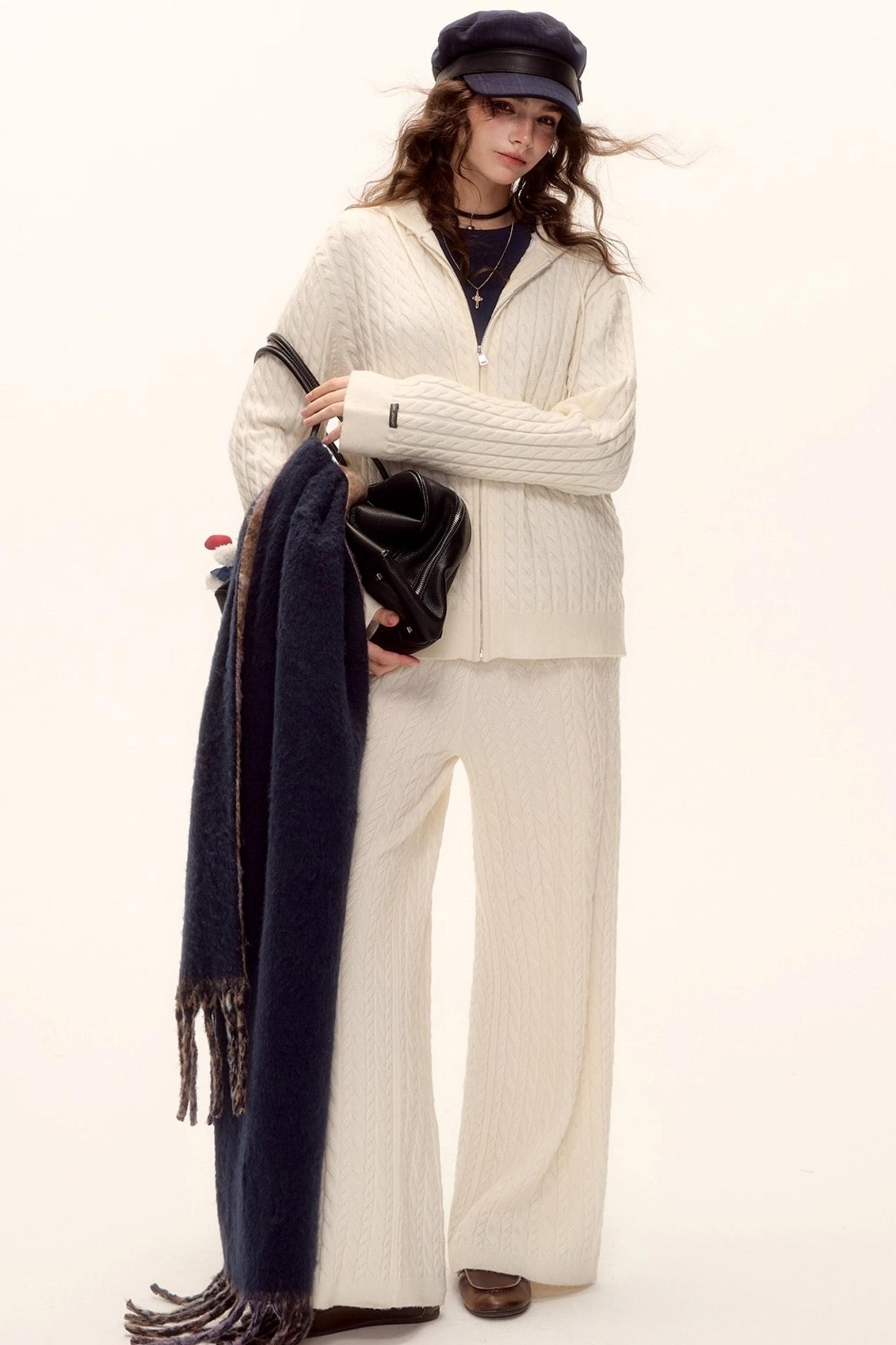 Wool Twist Hooded Knit Set-Up