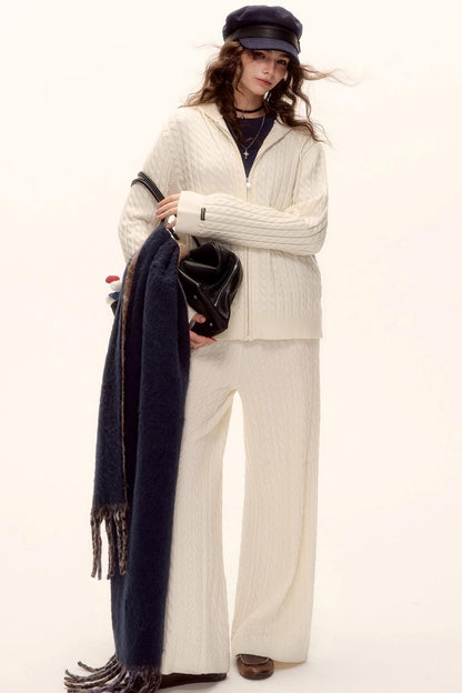 Wool Twist Hooded Knit Set-Up