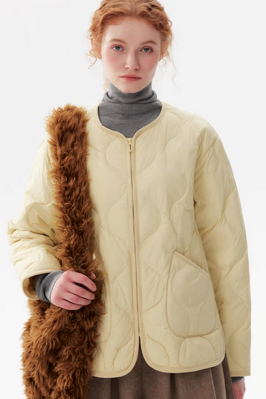 Light Yellow Quilted Down Jacket