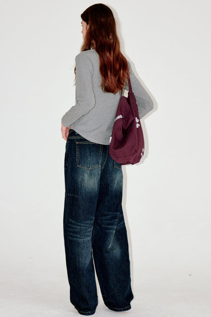 Button-Embellished Crew Neck Top