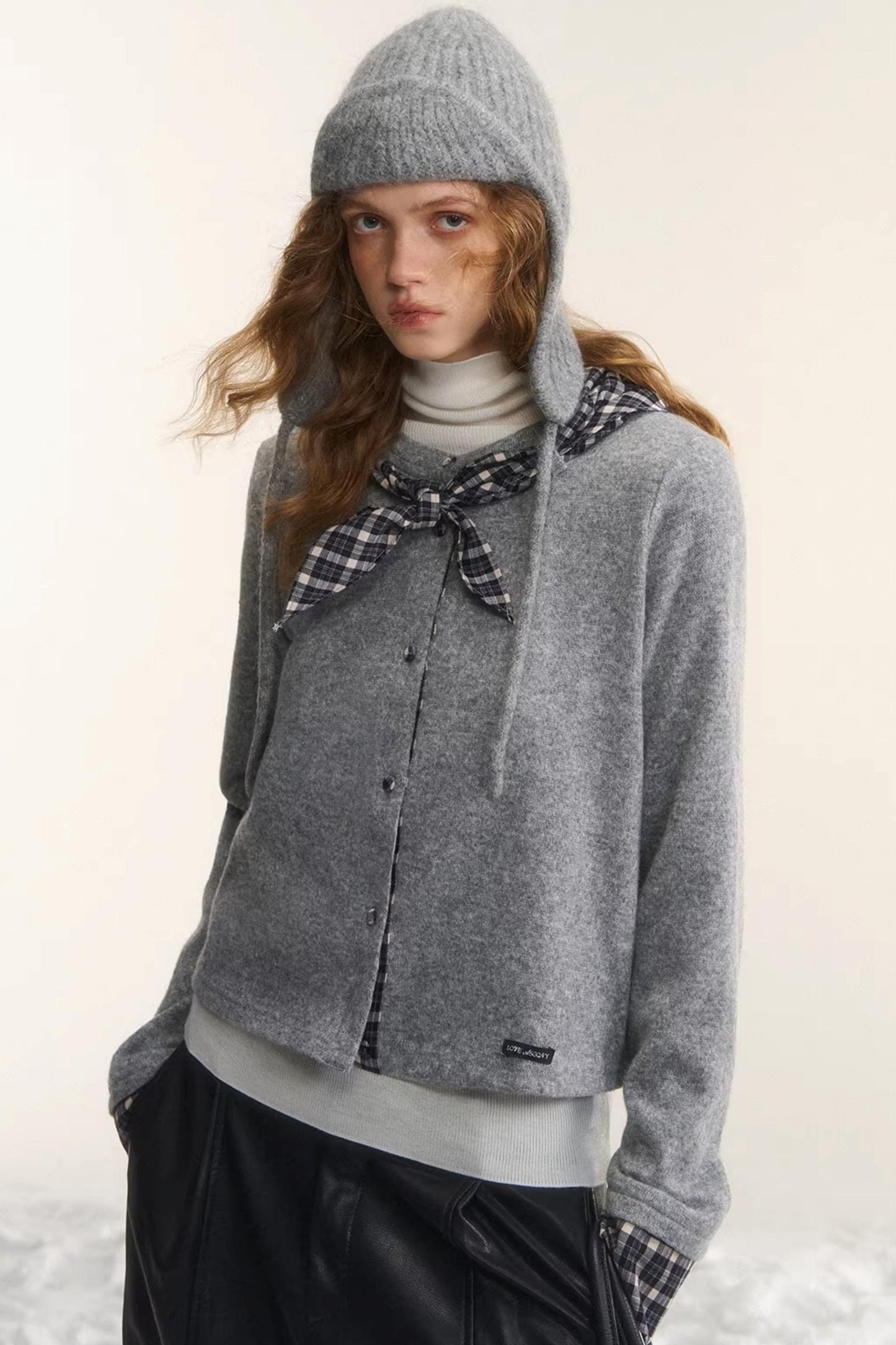 Wool Plaid Patchwork Cardigan