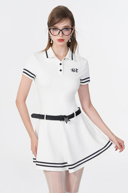 White Logo Polo Dress