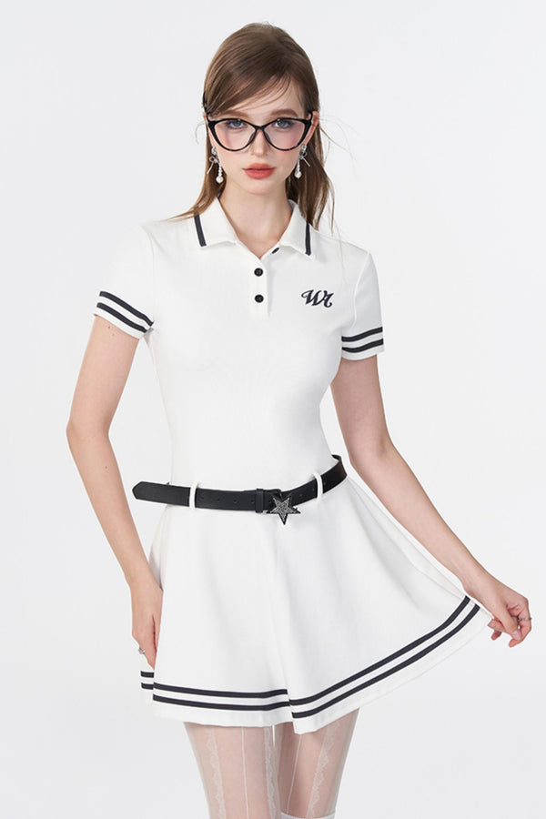White Logo Polo Dress