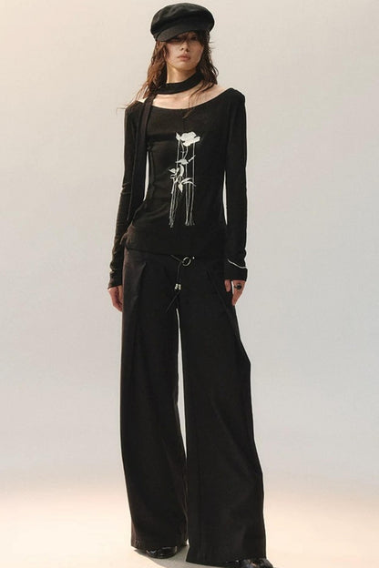 Top in Maglia con Ricamo Rose