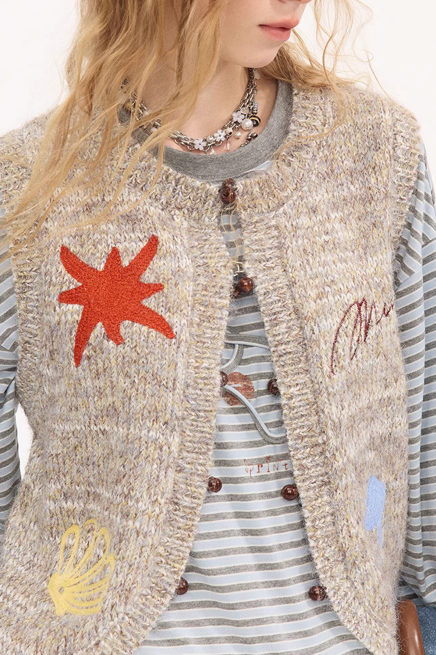 Embroidered Beaded Knitted Vest