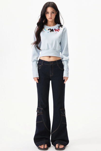 Retro Denim Flared Pants