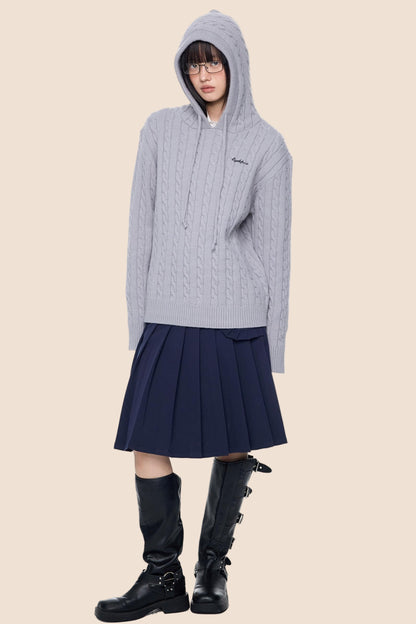 Twisted Embroidery Hooded Sweater