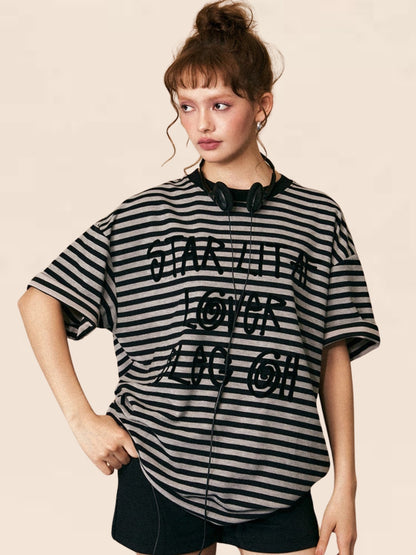 Stripes Print Raglan Top