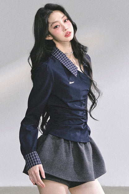 Slimming Blue Plaid Shirt