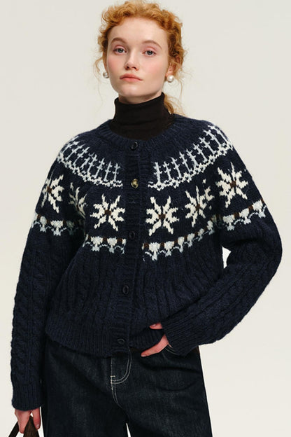 Soft Fair Isle Wool Sweater Cardigan