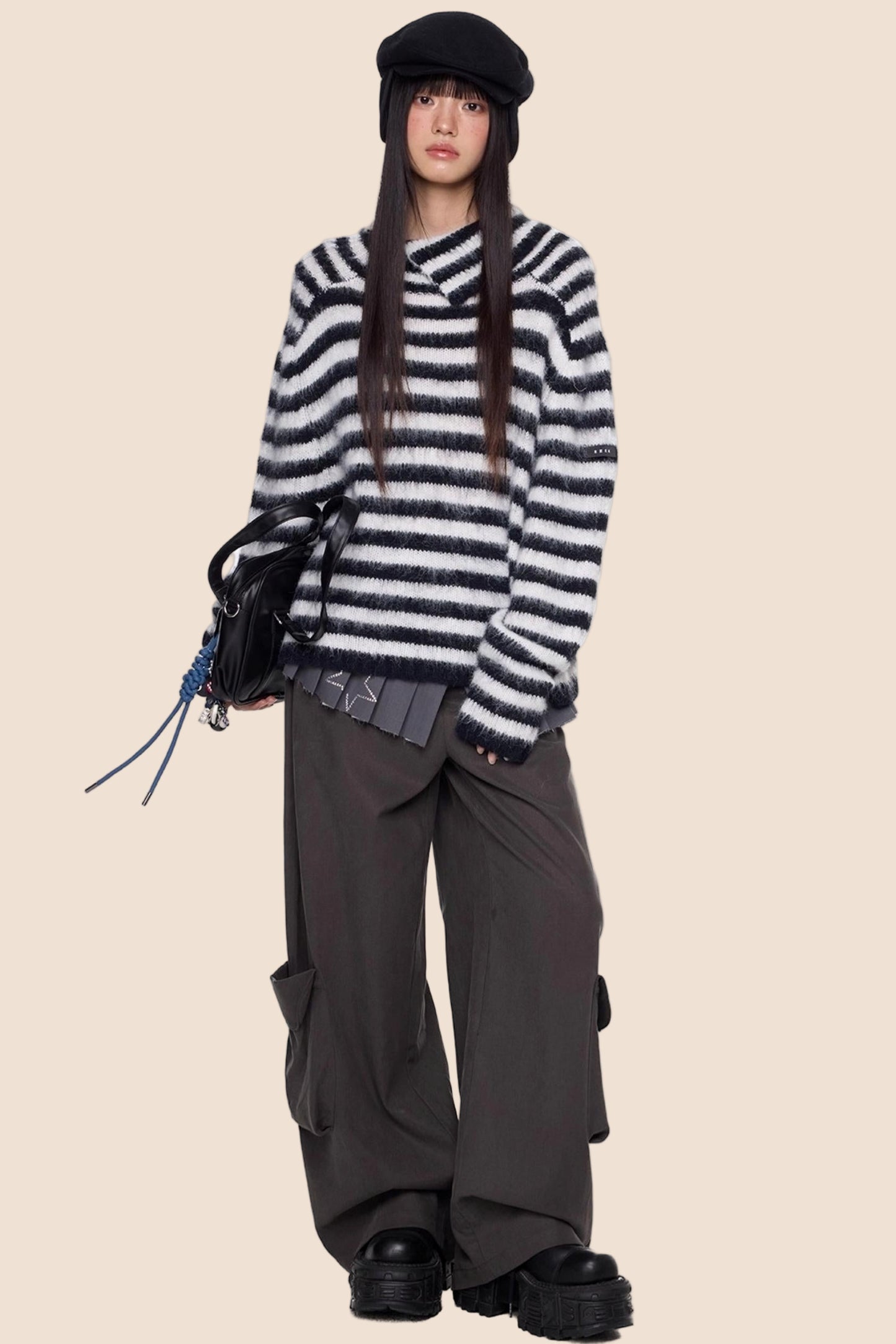 Irregular Lapel Knit Sweater