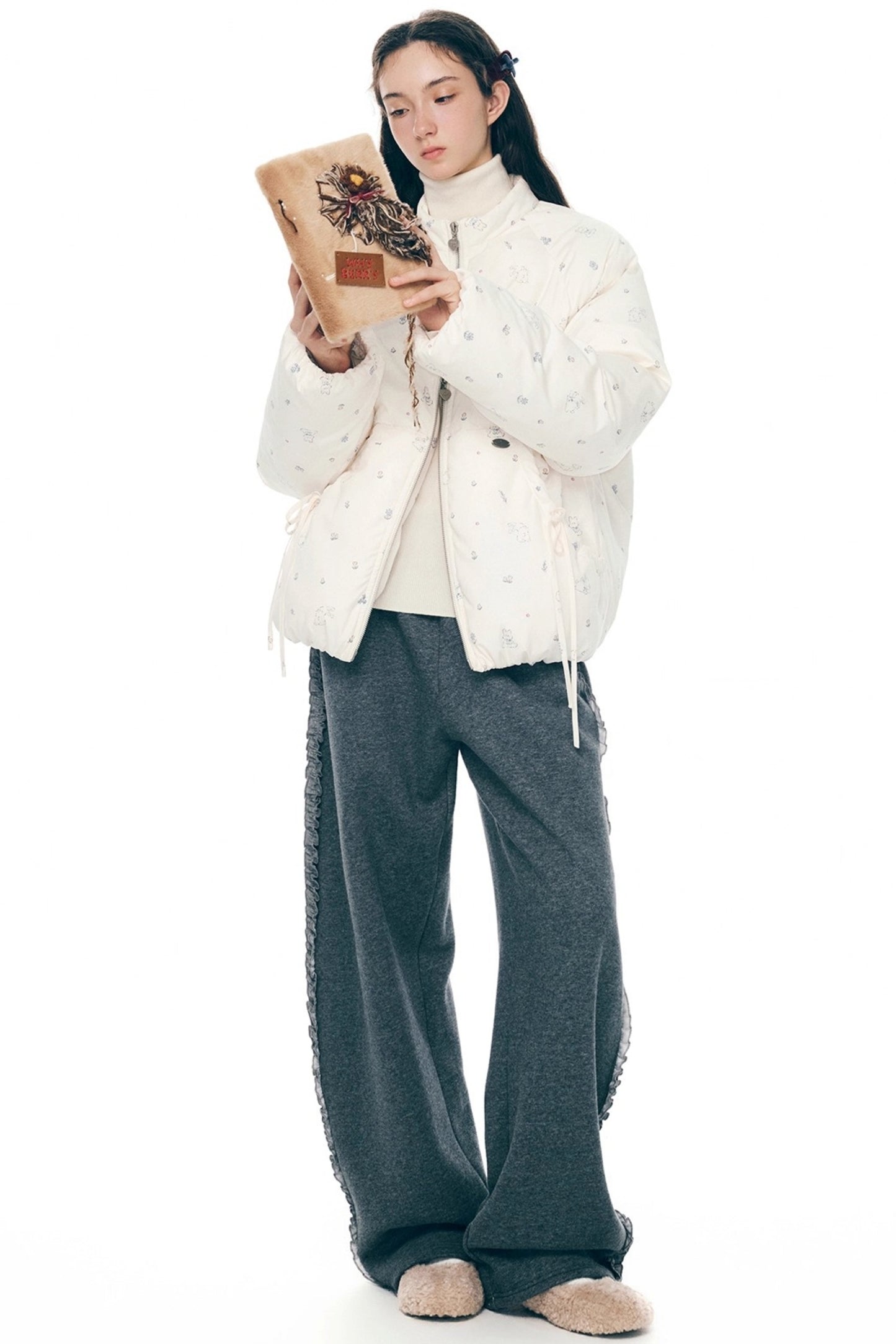 Gray Lace-Up Sweatpants