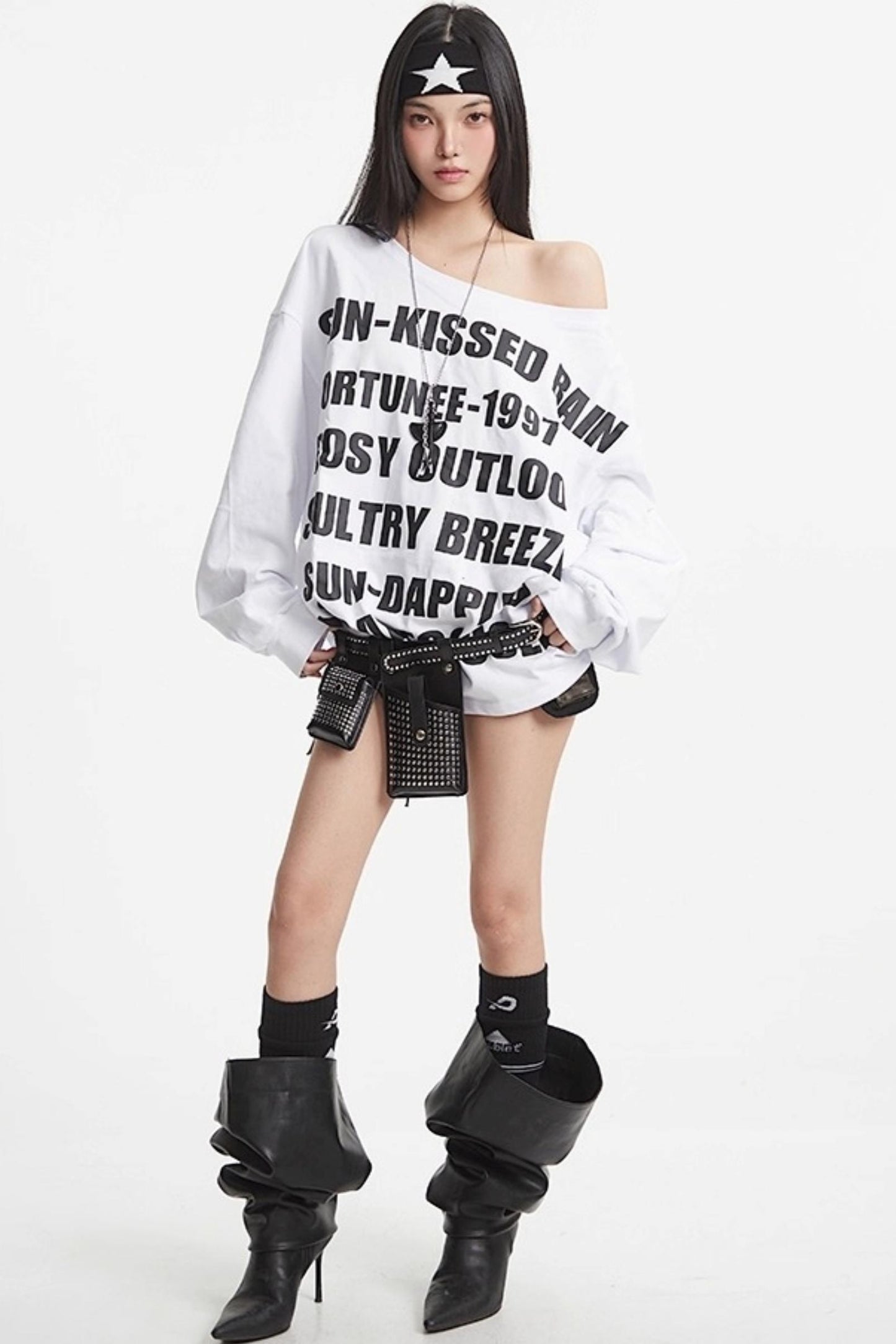 Slanted Shoulder Sweatshirt