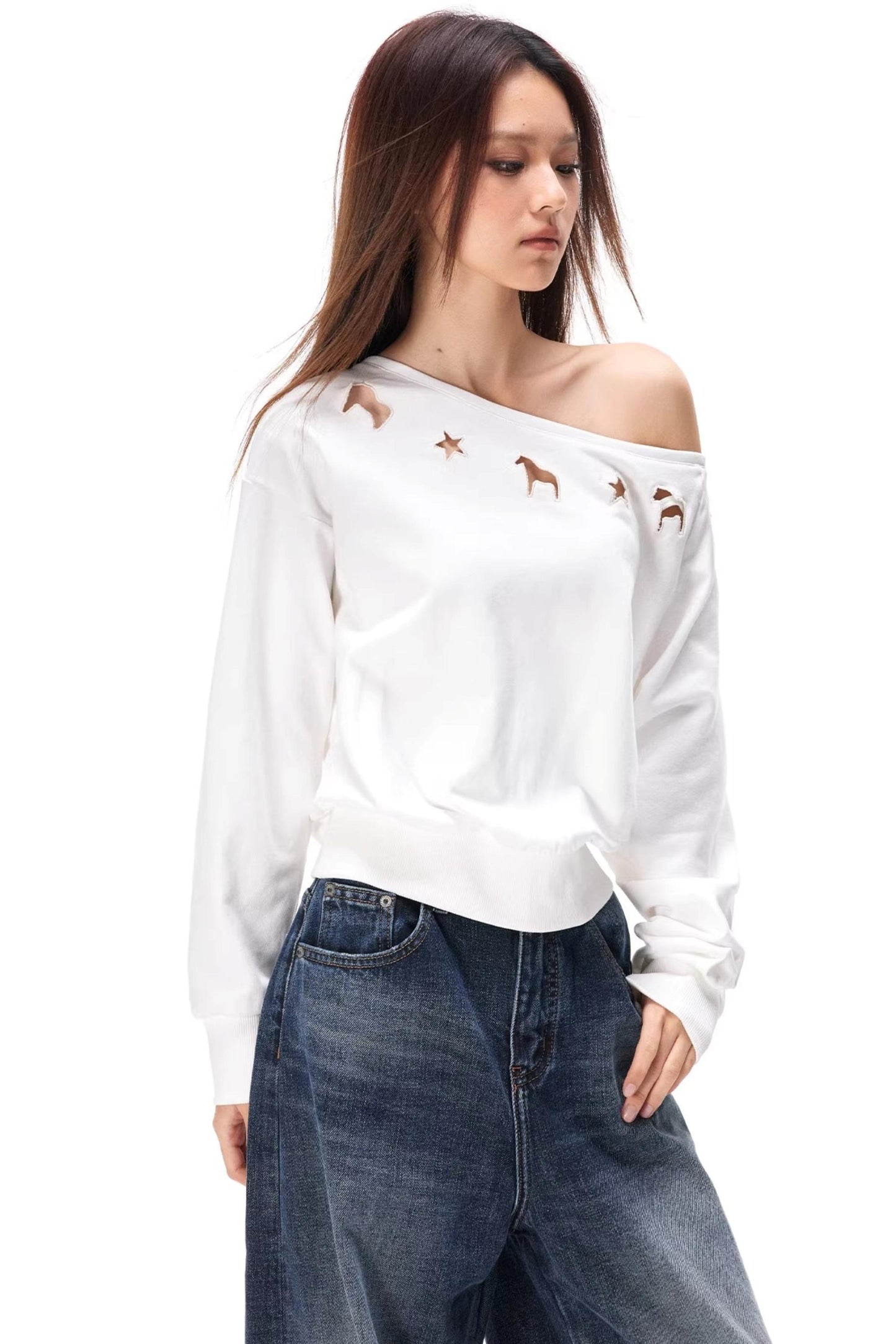 Asymmetrical Hollow Knit Sweater