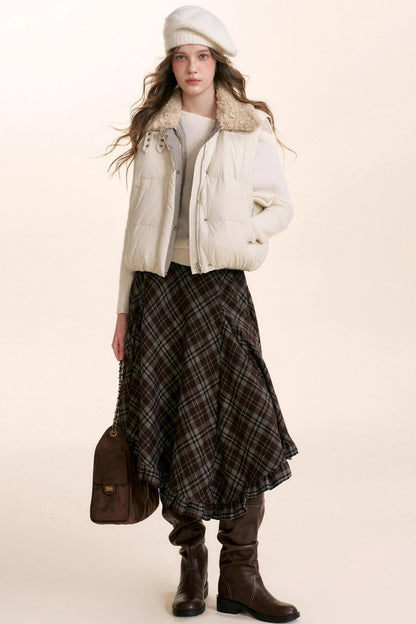 Irregular Ruffled Plaid Skirt