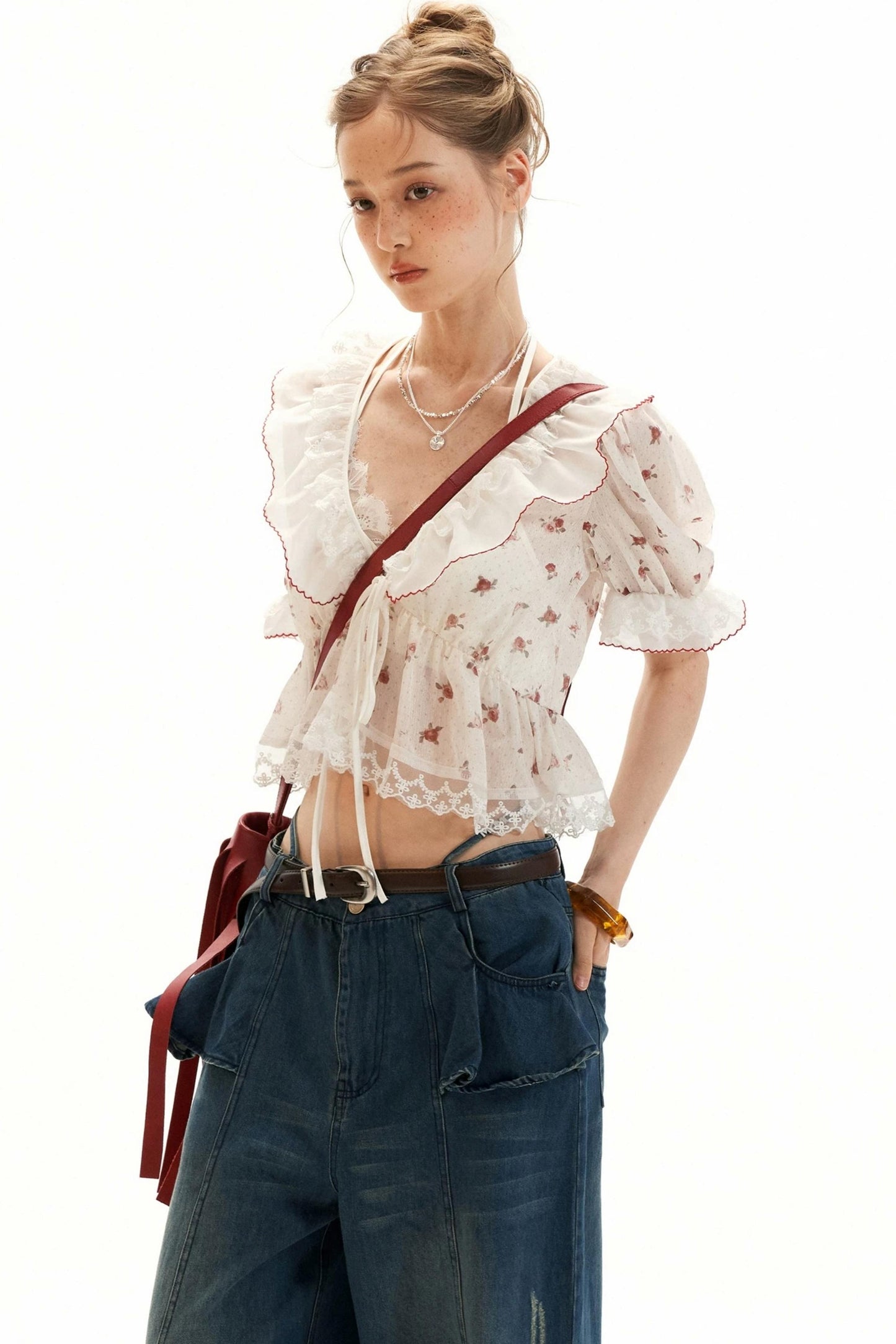 Polka Dot Ruffled Top