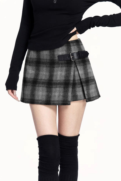 Plaid Woolen Trouser Skirt