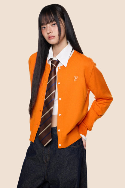 Embroidered Cropped Knit Sweater Cardigan