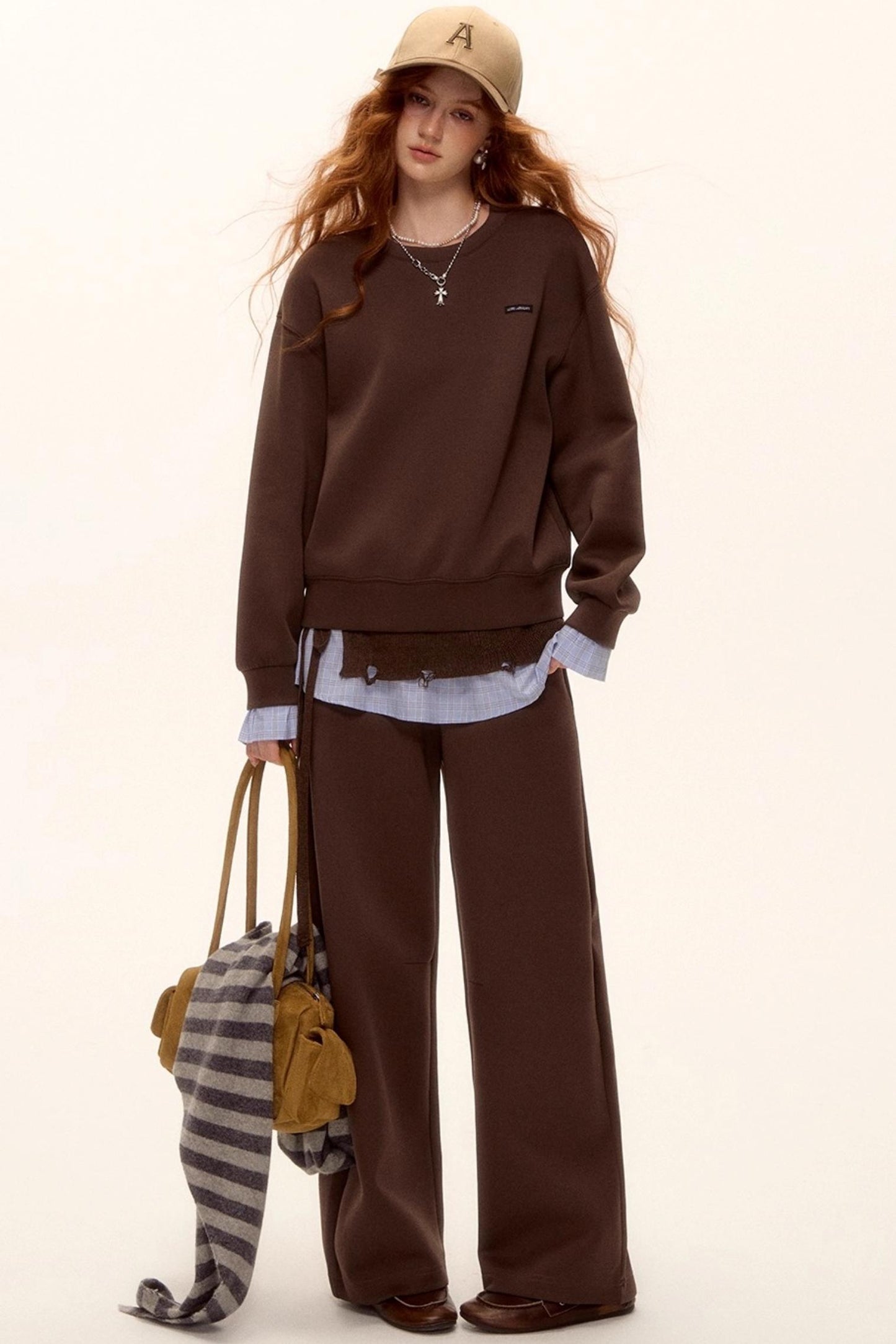 Plaid Patchwork Knit Sweater Set-Up