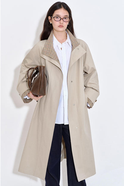 Special Split Plaid Trench Coat