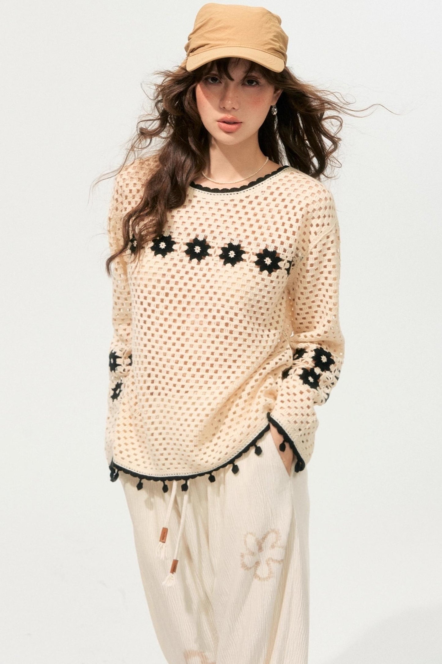 Boho Cut-Out Sweater Top