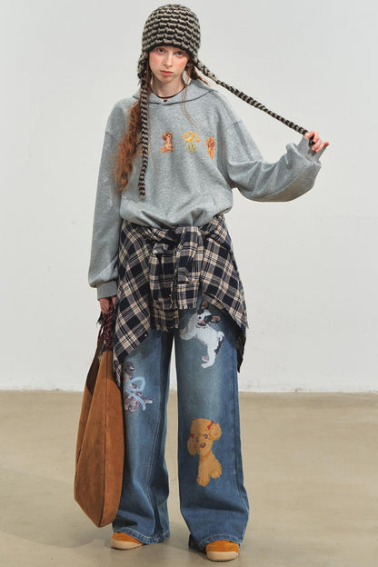 Cute Wide-Leg Jeans Pants