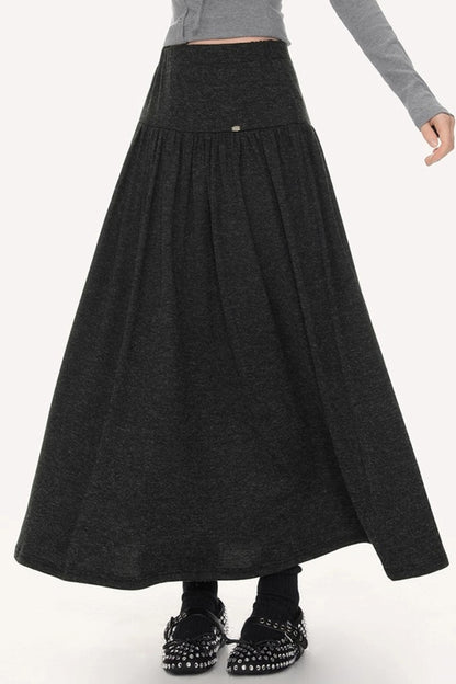 French Pleated Long Skirt