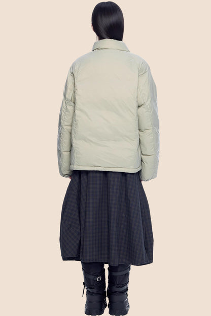 Plaid Retro White Duck Down Jacket