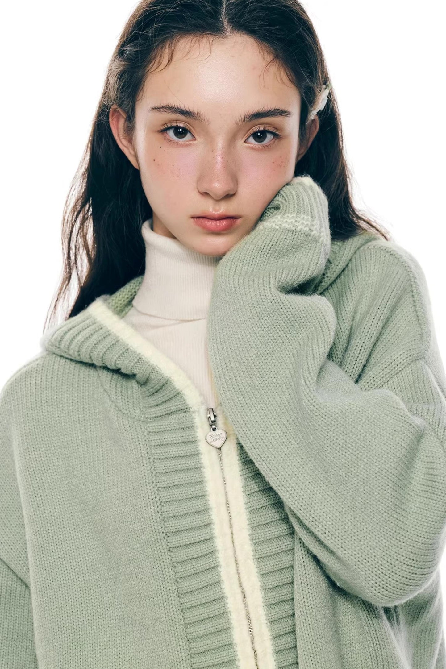 Velvet Snow Hooded Cardigan