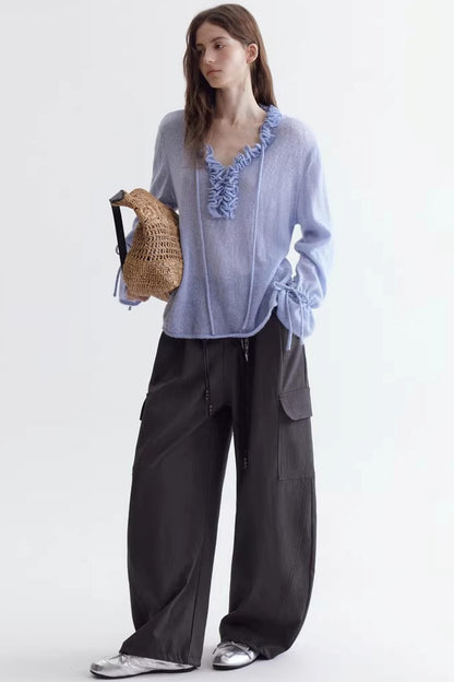 Ruffled Merino Wool Sweater