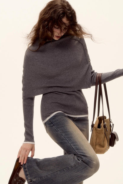 Color-Block Wool Top Set