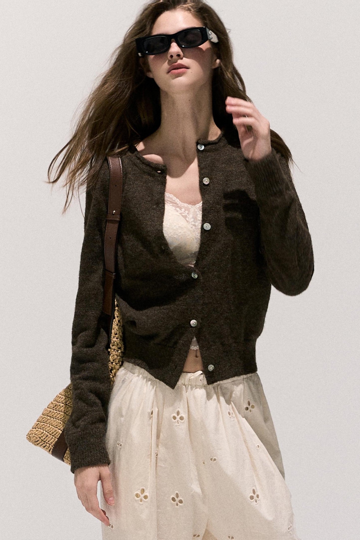 Vintage Crewneck Wool Knit Cardigan