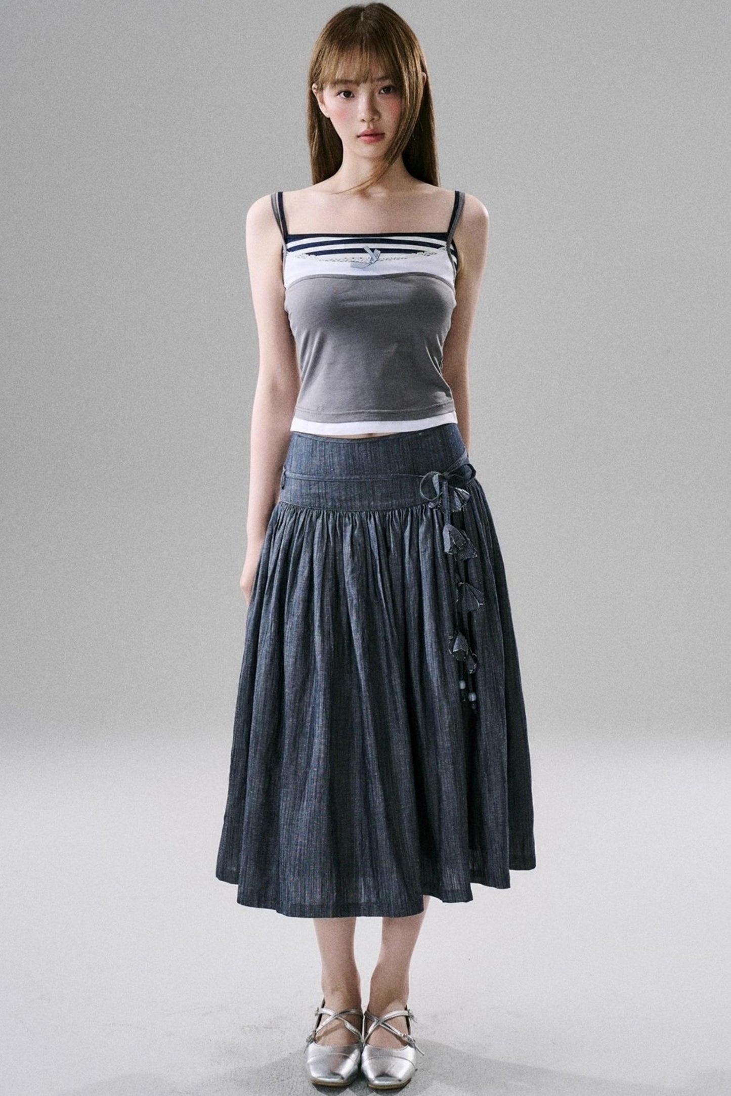 Cute Fake Two-Piece Layered Top