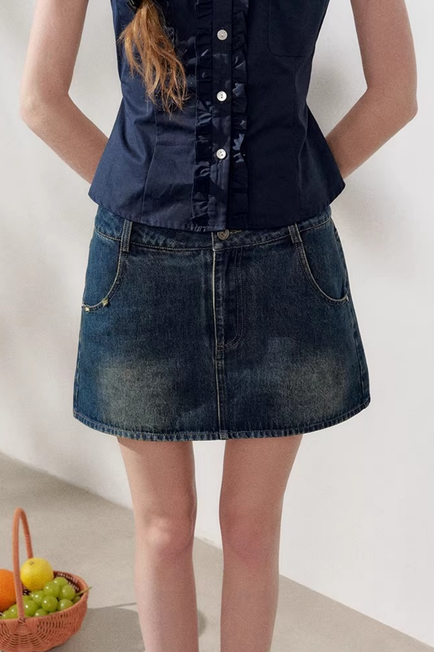 Retro Denim A-Line Skirt