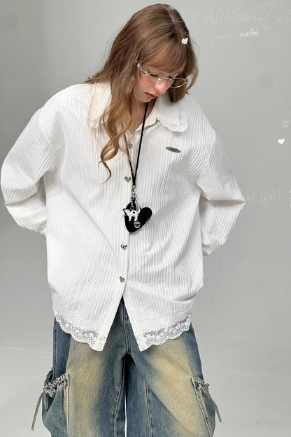 Autumn Lace Doll Collar Shirt