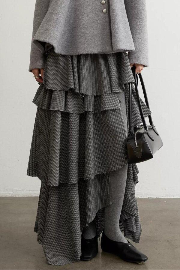 Retro Ruffled Striped Skirt