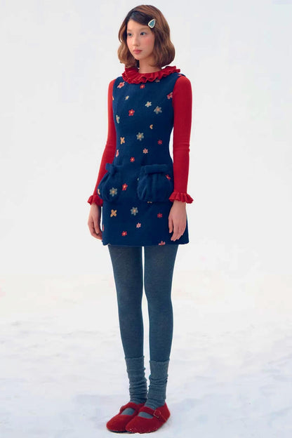 Embroidered Floral Wool Dress