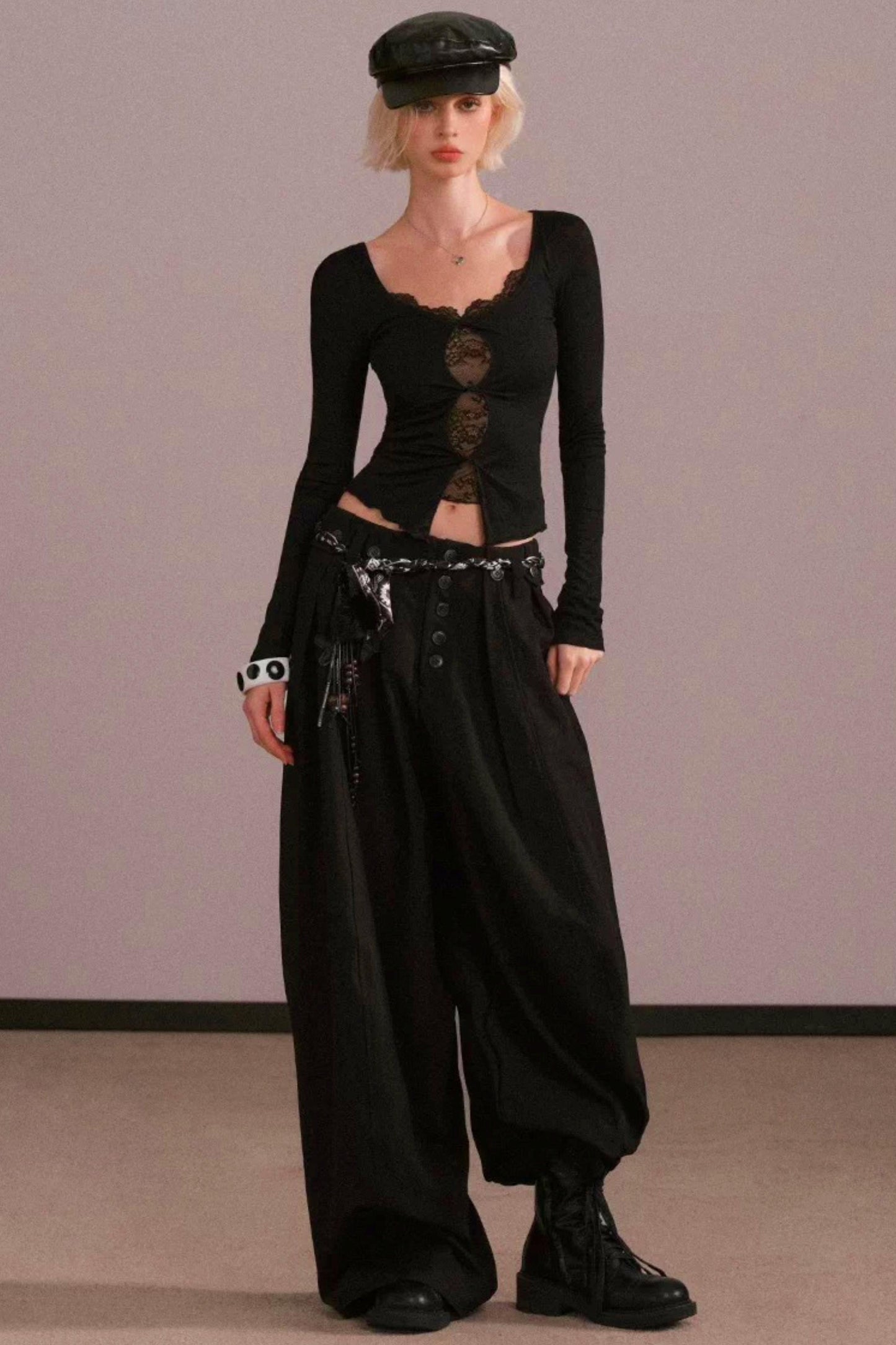 Hollow Lace Two-Piece Top