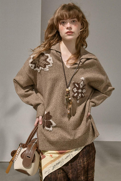 Volumetric Snowflake V-Neck Casual Top