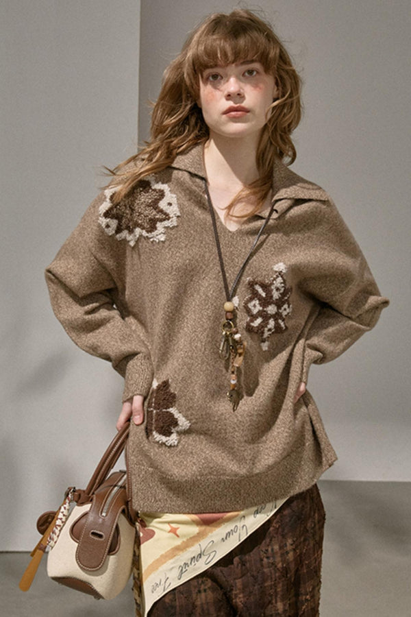 Volumetric Snowflake V-Neck Casual Top