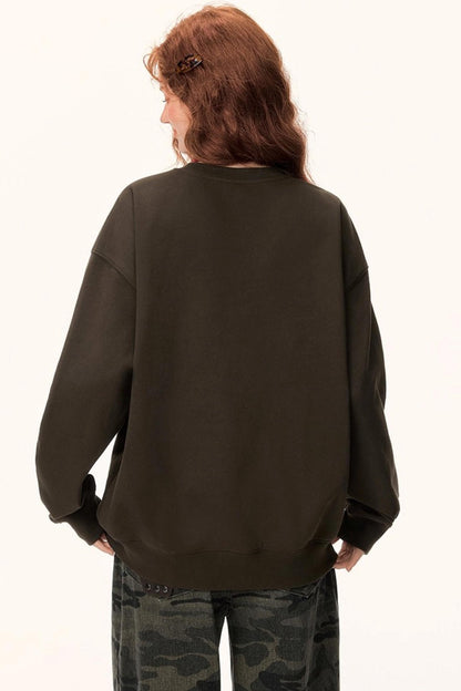 Graffiti Embroidered Color-Blocked Sweater