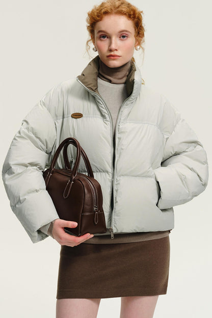 Korean Contrast Short Down Jacket