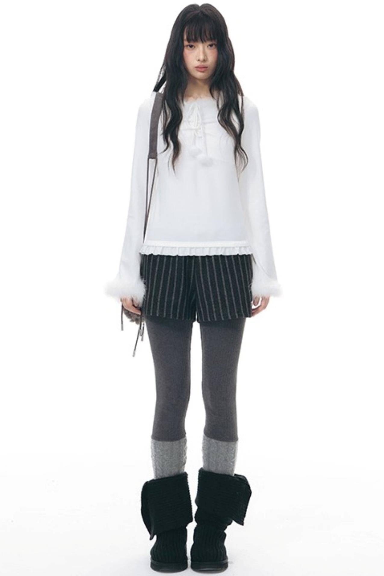 Patchwork Tweed Bootcut Shorts