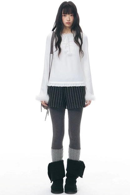 Patchwork Tweed Bootcut Shorts