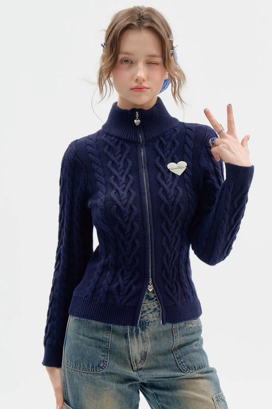Dark Blue Slim Sweater Top
